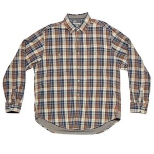 Johnston & Murphy Plaid Flannel Button Down Shirt‎ Mens XL Tailored Fit EUC